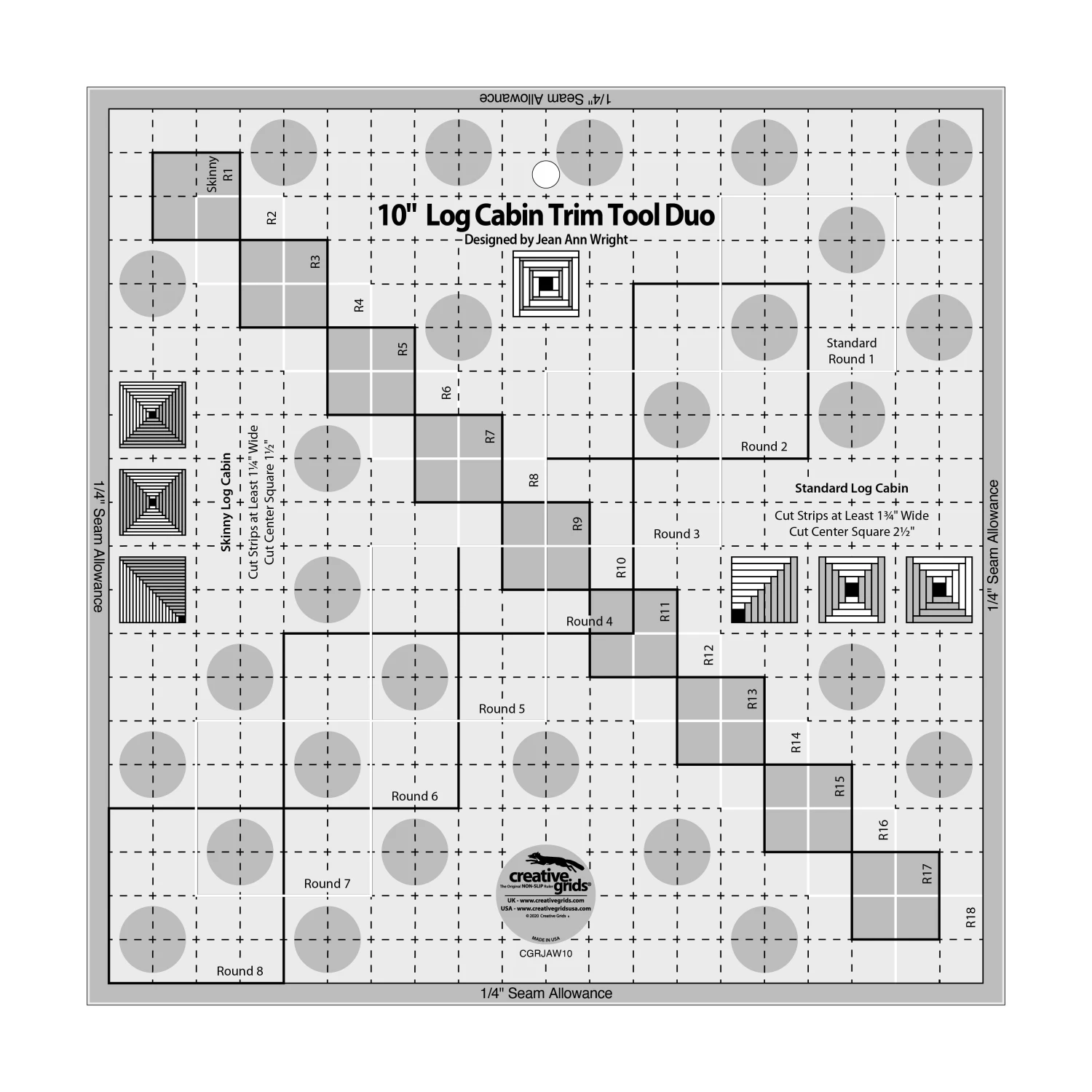 Creative Grids 10" Log Cabin T