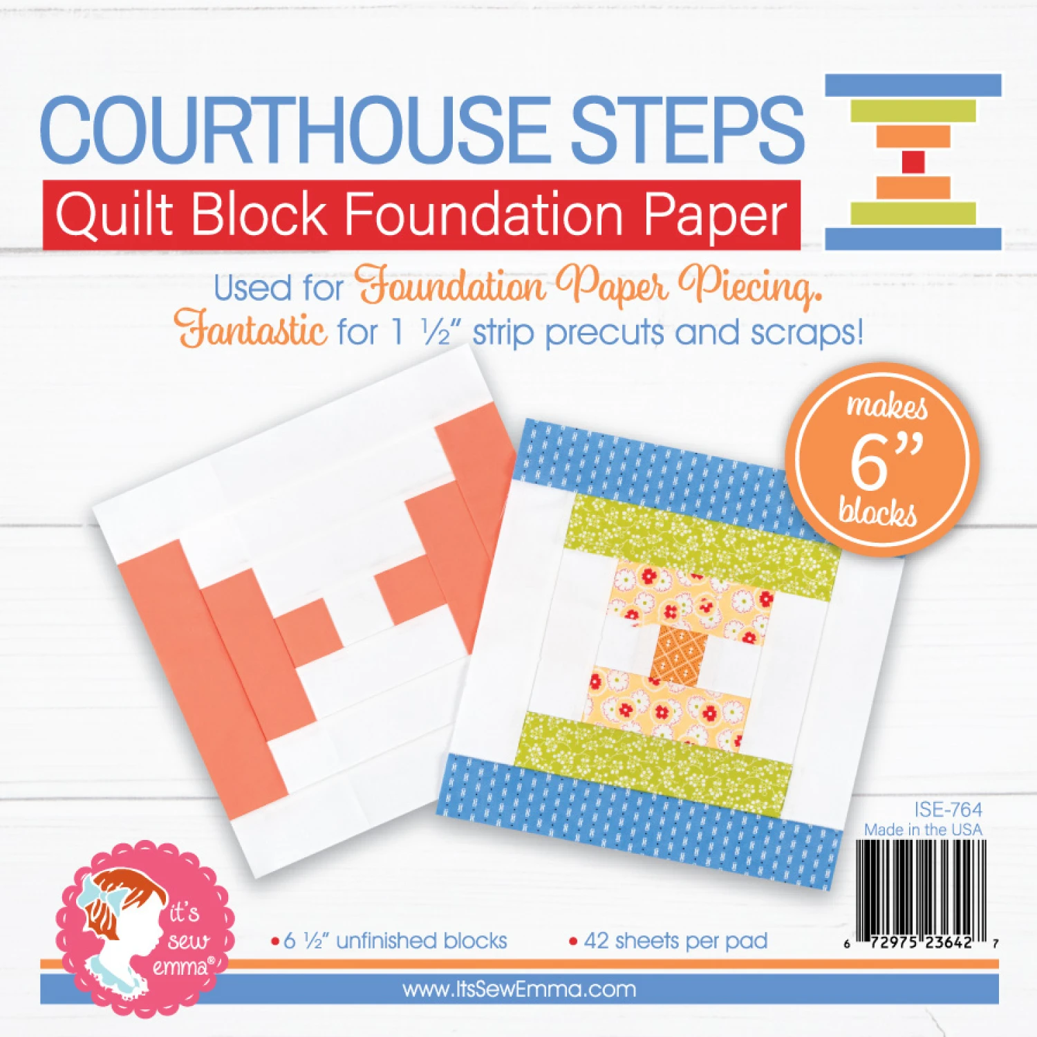 6" Courthouse Steps Quilt Block Foundation Paper