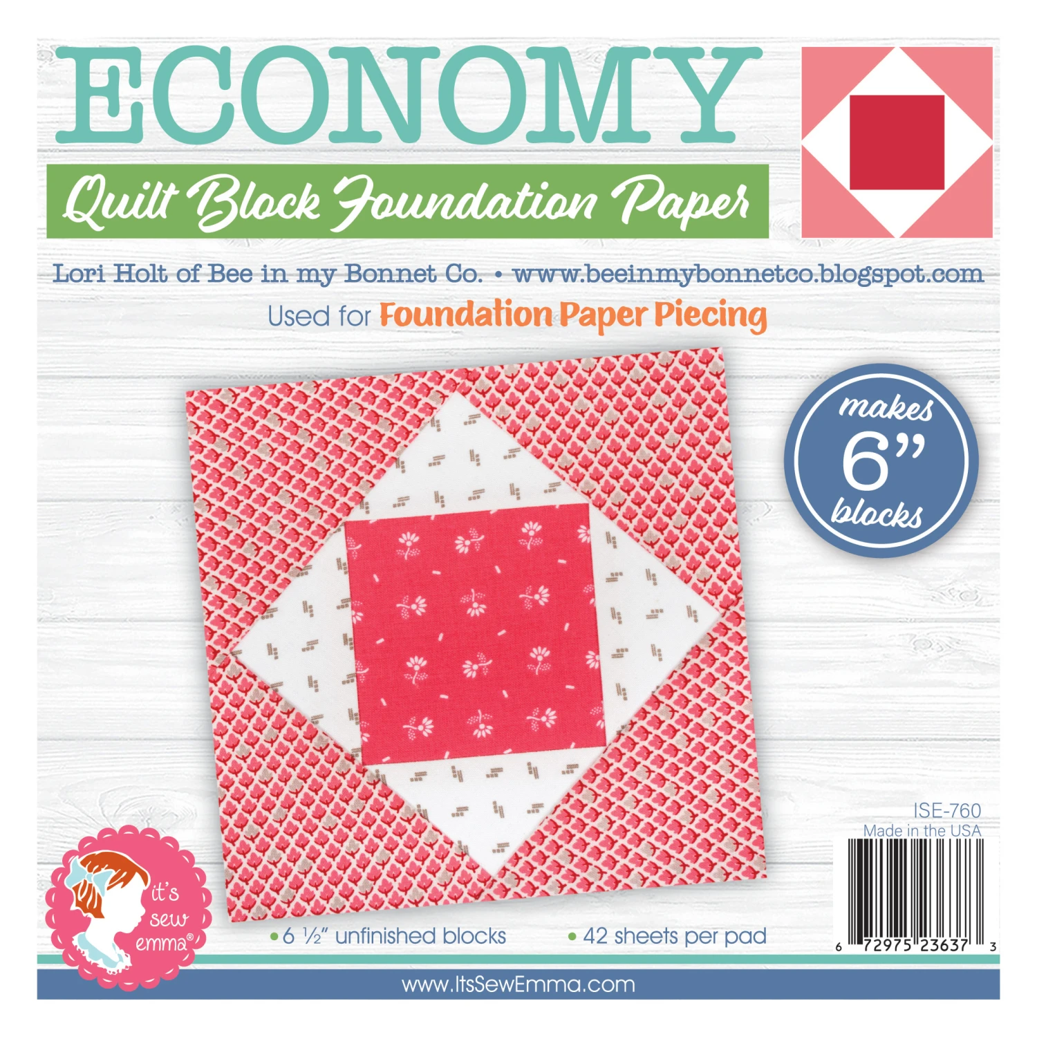 6" Economy Quilt Block Foundation Paper