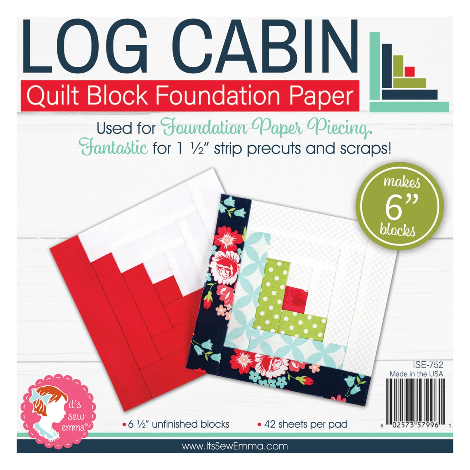 6" Log Cabin Quilt Block Foundation Paper Bundle
